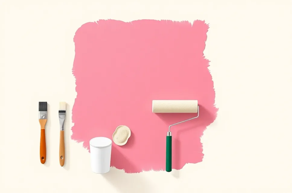 Outils de peinture disposés dans l'ordre des étapes du chantier